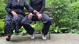 so the horny mother-in-law sneaks outdoors, milks son-in-law's huge load for her watching cuck hubby with those big natural tits bouncing