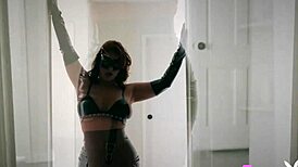 big tits latina la sirena 69 strips sexy leather lingerie posing perfect curvy body