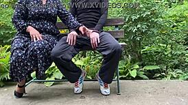 so the horny mother-in-law sneaks outdoors, milks son-in-law's huge load for her watching cuck hubby with those big natural tits bouncing