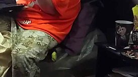 my stepmom pretends not to stare at my huge dick