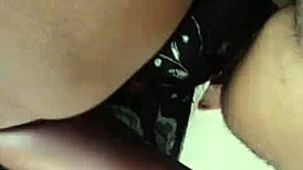Teasing ebony girlfriend's pussy to cream from backshots