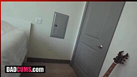 dadcums in maid costume seducing pervy father with lingerie taboo fuck