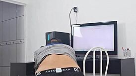 a naughty housewife without panties teases the repair guy outdoors flashing her skinny redhead ass