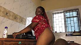 we're breeding raw in the kitchen this valentine, fat bbw takes big black cock doggystyle bent over counter.