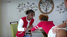 british tutor pounds moaning black teen duo lacey london in interracial frenzy