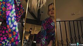 Lesbian redhead MILF Lauren Phillip licks petite teen Coco to squirting orgasm