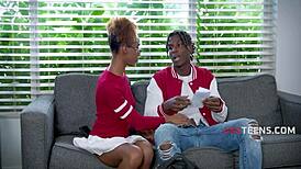 british tutor pounds moaning black teen duo lacey london in interracial frenzy