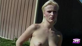 skinny blonde bitch can't love him but CAN FUCK HIM hard outdoors!!