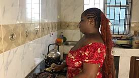 we're breeding raw in the kitchen this valentine, fat bbw takes big black cock doggystyle bent over counter.