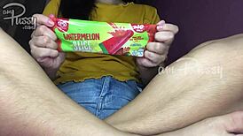 i slide ice cream deep into my beautiful close-up pussy for homemade fun