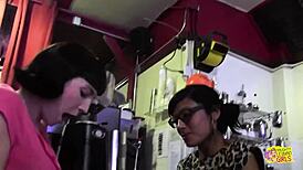 omg this brunette babe fingers her hairy pussy to intense orgasm in the toilet while licking tits 👅💦🔥