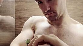 trimming sweaty hairy armpits chest arms post-gym for photoshoot prep