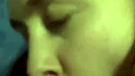 sexy russian teen slurps young man's throbbing cock