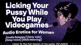 Boyfriend licks clit jealous while gaming dirty talk moans