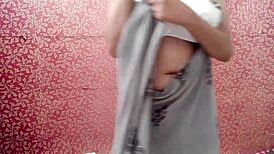 step aunt grabs step nephew's big cock while he hooks her bra dirty talk quickie