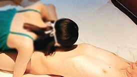 SLIM CUTIE WIFE IN GREEN LINGERIE SUCKS CUM FROM COCK IN HOMEMADE CLIP