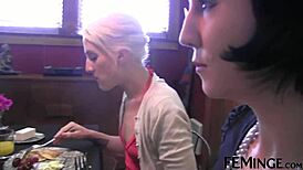 lesbian domina slaps slave's wet pussy hard