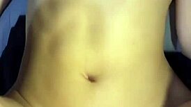 Girlfriend Rides Cock Doggystyle Bent Over Spreading in Dorm Room Cum Belly Fill