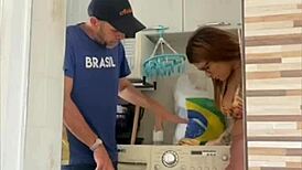 married redhead flashes big pussy lips teasing husband nearby outdoors