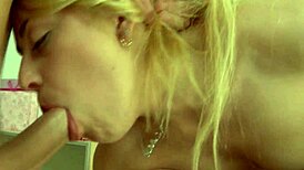 Russian blonde anabela fingers gaping ass then gulps his cum