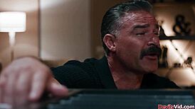 Wife watches husband pound neighbor while she laps eagerly