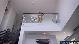 curly-haired willow ryder deepthroats then takes hard doggy in hairy pussy