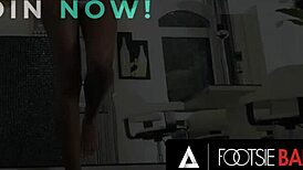 Romy Indy wraps pretty feet around man's cock for footjob bliss