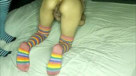 crossdresser pounds sexy brunette's swollen pussy and ass