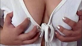 Teacher walks no bra public playing her big tits
