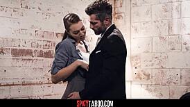 yo sexy secretary bent over office couch taking rough doggystyle deepthroat from boss