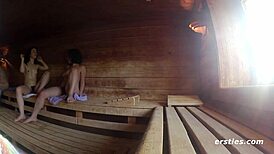 Very Hairy Amateur Lesbians Lick in Steamy Shower