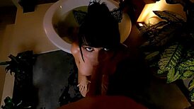 damn that halloween babe squirts multiple times riding huge cock with ripped clothes and creampie finish! 💦🎃