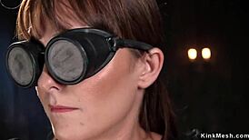 hairy slave bound and squirting from rough dildo pounding