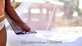 outdoor massage turns into blonde wife canopy fuck