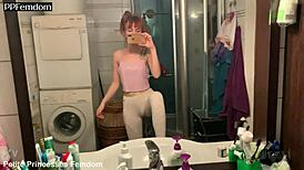 kira gags on feet in sporty leggings facesits licks armpits in femdom preview