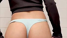 amiga latina athletic with huge natural tits dances sexy in panties for muscular friend