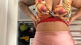 married redhead flashes big pussy lips teasing husband nearby outdoors