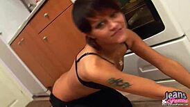 heart races watching neighbor milf wife rip tight jeans exposing her juicy ass panties in emotional striptease