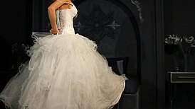 Redhead bride bound naked in lingerie backstage wedding fetish