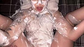 Foamy huge soapy ass takes massive cock pounding in tight wet pussy closeup 🧼🍑