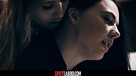 Stepfather's Threesome Lust Ignites with Stepdaughter and Her Lesbian Girlfriend