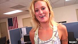 blonde slut jc simpson gagging on fat cock deepthroat in office rough choking facial
