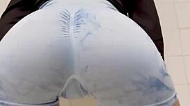 amiga latina athletic with huge natural tits dances sexy in panties for muscular friend