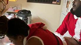 mrs claus gobbles santa's bbc then gets her wet pussy licked quick!