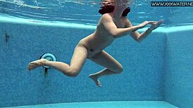 Shy Czech teen Lady Dee swims poolside