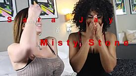 BLACK COUPLE DESTROYS WHITE CHICK'S PUSSY WITH BBC FACE SITTING DEEPTHROAT!