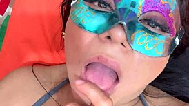 hot masked latina teases with dirty spanish talk then masturbates wildly