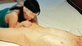 SLIM CUTIE WIFE IN GREEN LINGERIE SUCKS CUM FROM COCK IN HOMEMADE CLIP