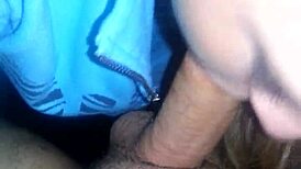 A sexy blonde eagerly sucks hard cock with tits bouncing