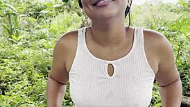 hermanastra gulps cum after craving mango in outdoor latina wife public flashing